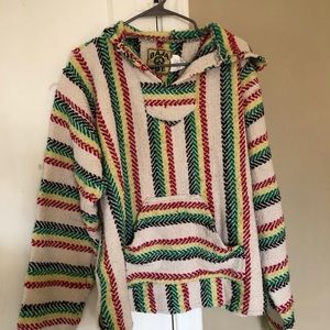 Baja joe pullover red green and yellow baja hoodie